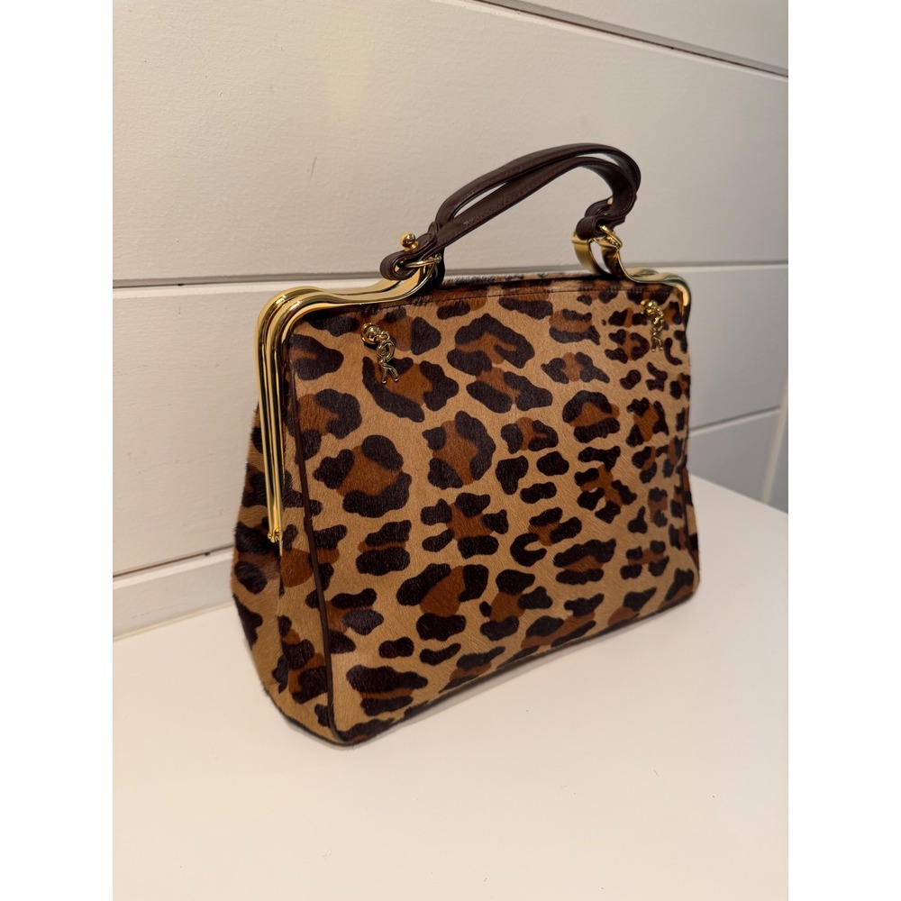 Roberta di Camerino Leopard Pony Hair Satchel Bag Made in Italy Vintage Gold - Picture 12 of 14
